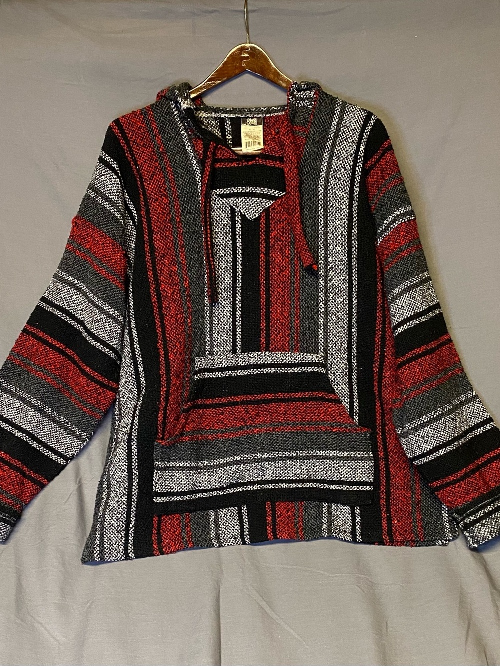 Oland Outdoors Baja Hoodie Red, Black & Gray Striped